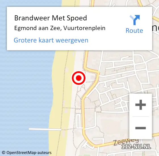 Locatie op kaart van de 112 melding: Brandweer Met Spoed Naar Egmond aan Zee, Vuurtorenplein op 10 augustus 2019 22:24
