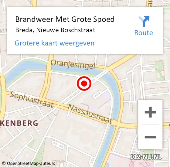 Locatie op kaart van de 112 melding: Brandweer Met Grote Spoed Naar Breda, Nieuwe Boschstraat op 10 augustus 2019 22:46