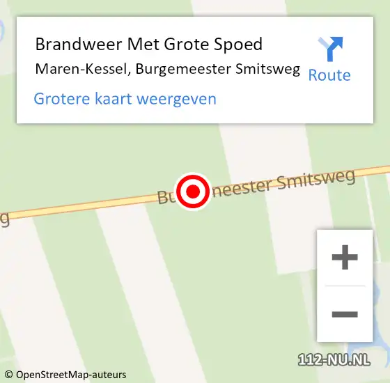 Locatie op kaart van de 112 melding: Brandweer Met Grote Spoed Naar Maren-Kessel, Burgemeester Smitsweg op 10 augustus 2019 22:56