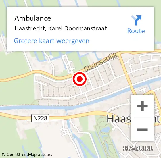 Locatie op kaart van de 112 melding: Ambulance Haastrecht, Karel Doormanstraat op 10 april 2014 10:51