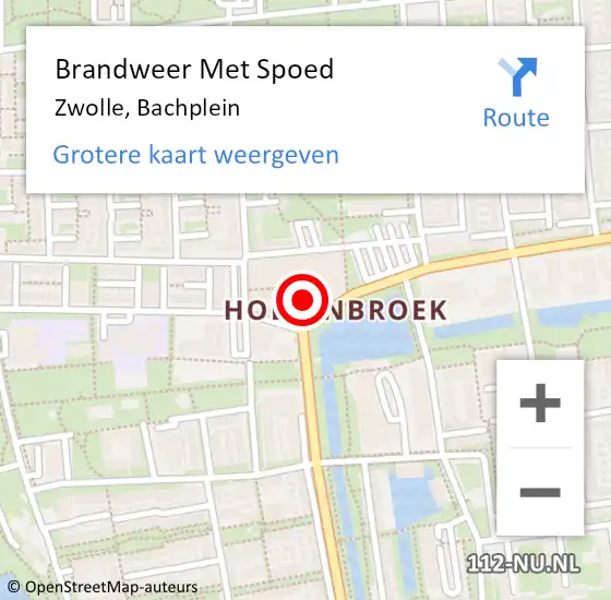 Locatie op kaart van de 112 melding: Brandweer Met Spoed Naar Zwolle, Bachplein op 11 augustus 2019 02:58