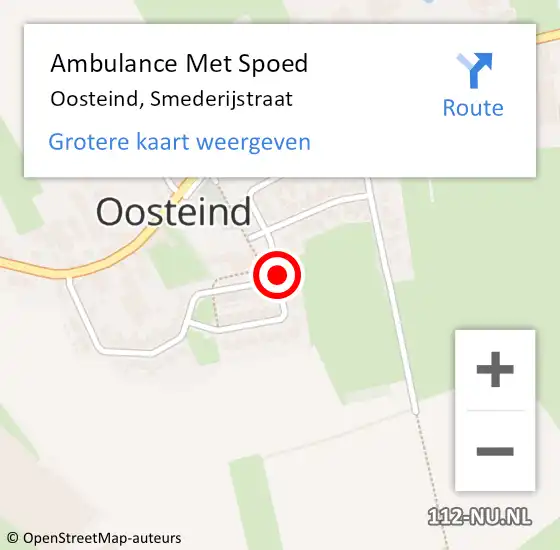 Locatie op kaart van de 112 melding: Ambulance Met Spoed Naar Oosteind, Smederijstraat op 11 augustus 2019 07:03