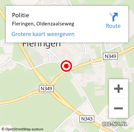 Locatie op kaart van de 112 melding: Politie Fleringen, Oldenzaalseweg op 11 augustus 2019 07:21