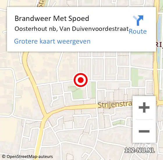 Locatie op kaart van de 112 melding: Brandweer Met Spoed Naar Oosterhout nb, Van Duivenvoordestraat op 11 augustus 2019 08:53