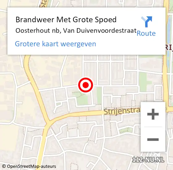 Locatie op kaart van de 112 melding: Brandweer Met Grote Spoed Naar Oosterhout nb, Van Duivenvoordestraat op 11 augustus 2019 09:17