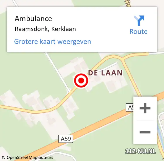 Locatie op kaart van de 112 melding: Ambulance Raamsdonk, Kerklaan op 11 augustus 2019 10:00