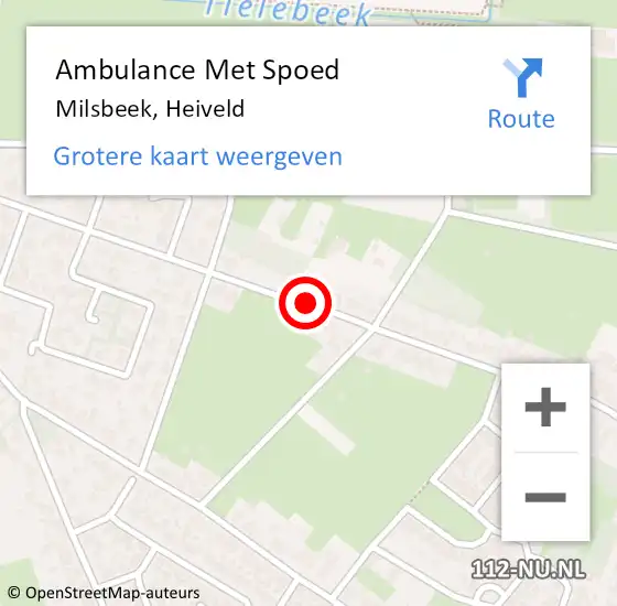 Locatie op kaart van de 112 melding: Ambulance Met Spoed Naar Milsbeek, Heiveld op 11 augustus 2019 10:47