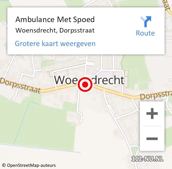 Locatie op kaart van de 112 melding: Ambulance Met Spoed Naar Woensdrecht, Dorpsstraat op 11 augustus 2019 11:53