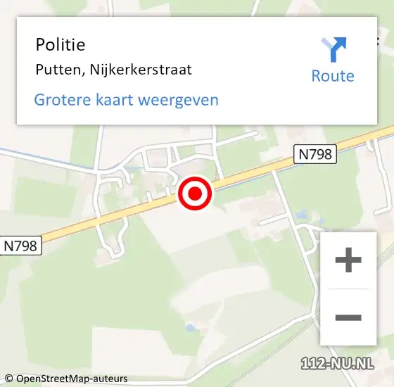 Locatie op kaart van de 112 melding: Politie Putten, Nijkerkerstraat op 11 augustus 2019 12:01