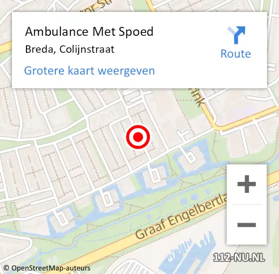Locatie op kaart van de 112 melding: Ambulance Met Spoed Naar Breda, Colijnstraat op 11 augustus 2019 13:28