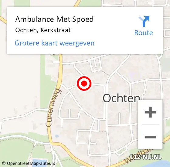 Locatie op kaart van de 112 melding: Ambulance Met Spoed Naar Ochten, Kerkstraat op 11 augustus 2019 14:41