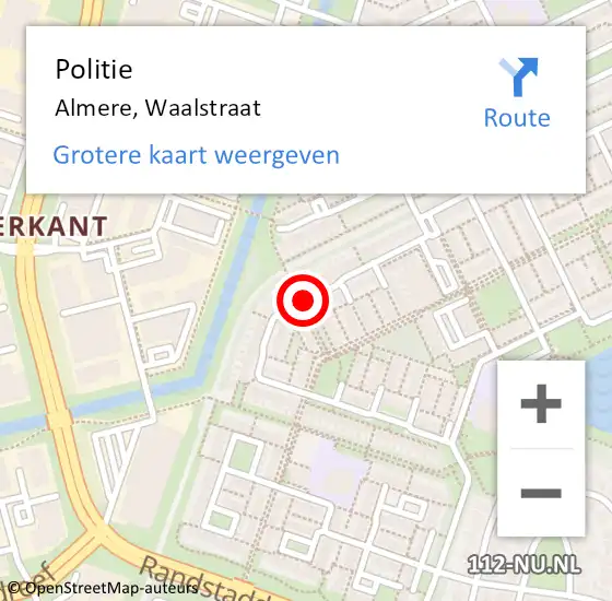 Locatie op kaart van de 112 melding: Politie Almere, Waalstraat op 11 augustus 2019 17:37