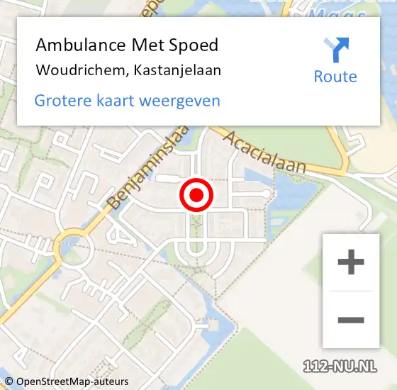 Locatie op kaart van de 112 melding: Ambulance Met Spoed Naar Woudrichem, Kastanjelaan op 11 augustus 2019 18:32