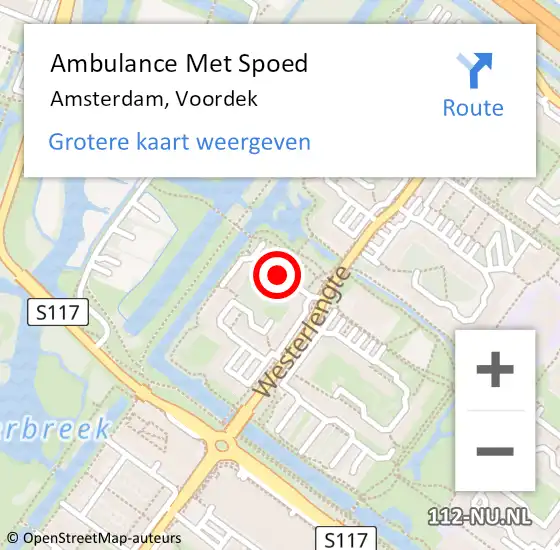 Locatie op kaart van de 112 melding: Ambulance Met Spoed Naar Amsterdam, Voordek op 11 augustus 2019 20:55