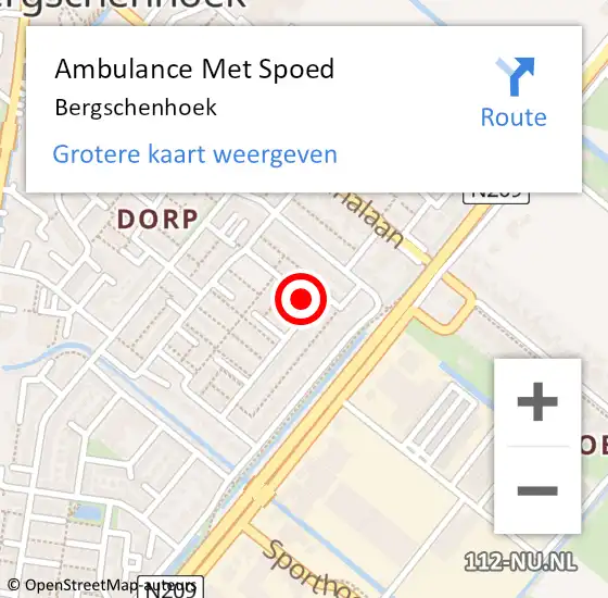 Locatie op kaart van de 112 melding: Ambulance Met Spoed Naar Bergschenhoek op 11 augustus 2019 21:39