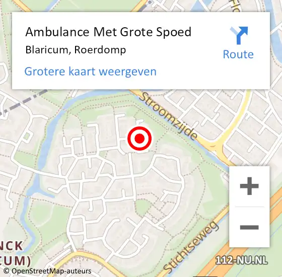 Locatie op kaart van de 112 melding: Ambulance Met Grote Spoed Naar Blaricum, Roerdomp op 10 april 2014 12:06