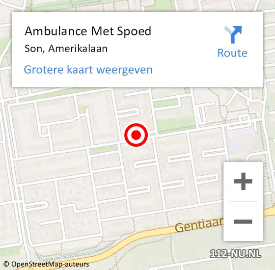 Locatie op kaart van de 112 melding: Ambulance Met Spoed Naar Son, Amerikalaan op 11 augustus 2019 22:34