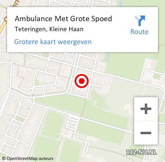Locatie op kaart van de 112 melding: Ambulance Met Grote Spoed Naar Teteringen, Kleine Haan op 11 augustus 2019 22:58