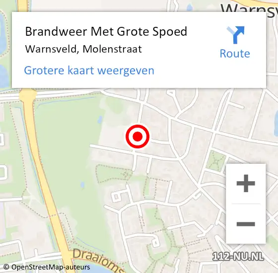 Locatie op kaart van de 112 melding: Brandweer Met Grote Spoed Naar Warnsveld, Molenstraat op 11 augustus 2019 23:25