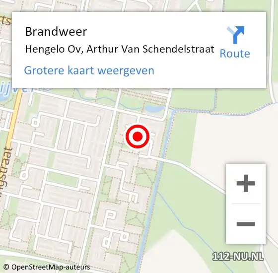 Locatie op kaart van de 112 melding: Brandweer Hengelo Ov, Arthur Van Schendelstraat op 12 augustus 2019 04:03