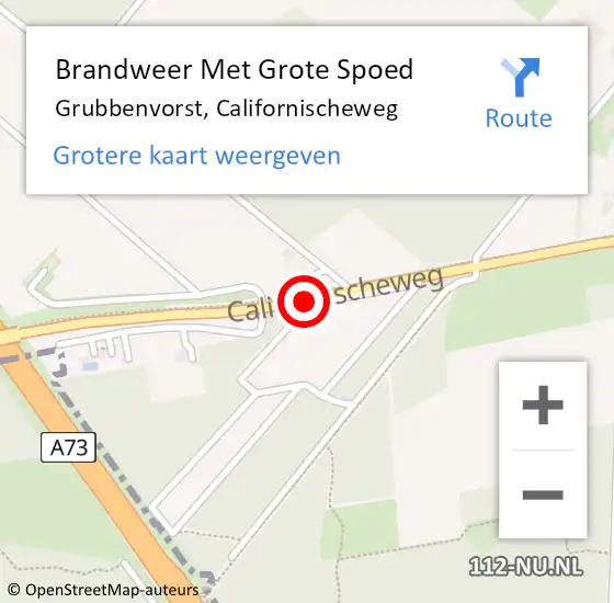 Locatie op kaart van de 112 melding: Brandweer Met Grote Spoed Naar Grubbenvorst, Californischeweg op 12 augustus 2019 04:13