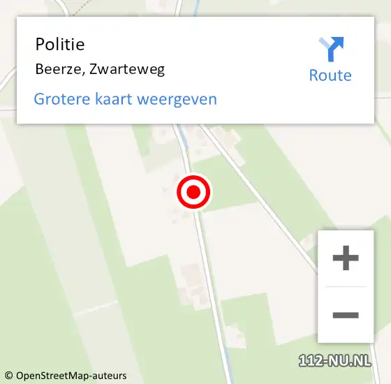 Locatie op kaart van de 112 melding: Politie Beerze, Zwarteweg op 12 augustus 2019 06:59