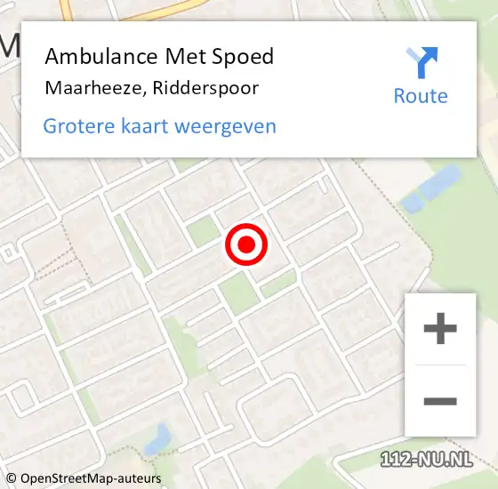 Locatie op kaart van de 112 melding: Ambulance Met Spoed Naar Maarheeze, Ridderspoor op 12 augustus 2019 07:30