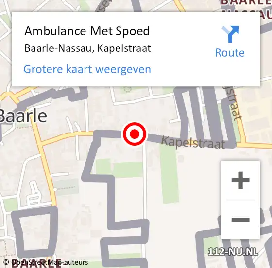 Locatie op kaart van de 112 melding: Ambulance Met Spoed Naar Baarle-Nassau, Kapelstraat op 12 augustus 2019 07:43