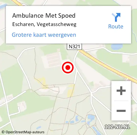 Locatie op kaart van de 112 melding: Ambulance Met Spoed Naar Escharen, Vegetasscheweg op 10 april 2014 12:25