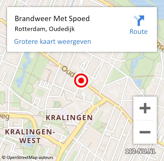 Locatie op kaart van de 112 melding: Brandweer Met Spoed Naar Rotterdam, Oudedijk op 12 augustus 2019 09:58