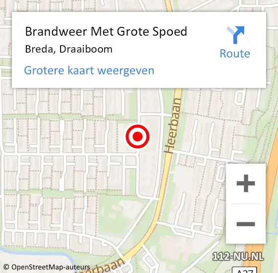 Locatie op kaart van de 112 melding: Brandweer Met Grote Spoed Naar Breda, Draaiboom op 12 augustus 2019 11:10