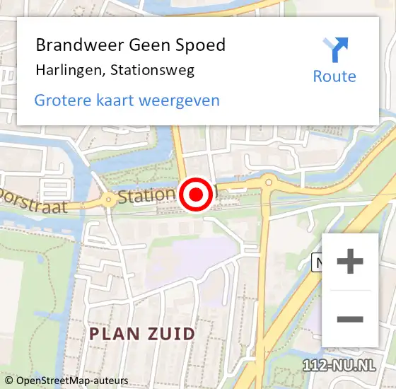 Locatie op kaart van de 112 melding: Brandweer Geen Spoed Naar Harlingen, Stationsweg op 12 augustus 2019 11:13