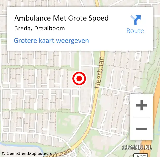 Locatie op kaart van de 112 melding: Ambulance Met Grote Spoed Naar Breda, Draaiboom op 12 augustus 2019 11:16