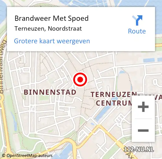 Locatie op kaart van de 112 melding: Brandweer Met Spoed Naar Terneuzen, Noordstraat op 12 augustus 2019 11:54