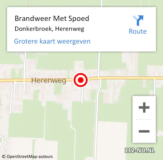 Locatie op kaart van de 112 melding: Brandweer Met Spoed Naar Donkerbroek, Herenweg op 12 augustus 2019 12:15