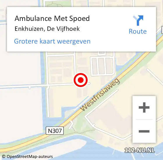 Locatie op kaart van de 112 melding: Ambulance Met Spoed Naar Enkhuizen, De Vijfhoek op 10 april 2014 12:51