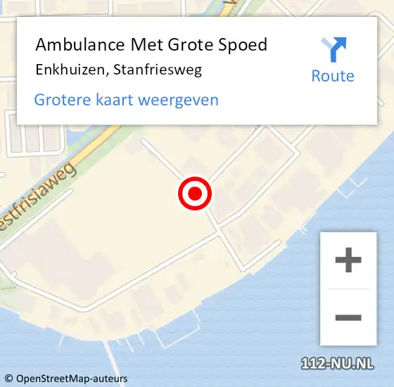 Locatie op kaart van de 112 melding: Ambulance Met Grote Spoed Naar Enkhuizen, Stanfriesweg op 12 augustus 2019 12:47