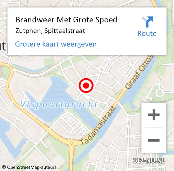 Locatie op kaart van de 112 melding: Brandweer Met Grote Spoed Naar Zutphen, Spittaalstraat op 12 augustus 2019 13:37