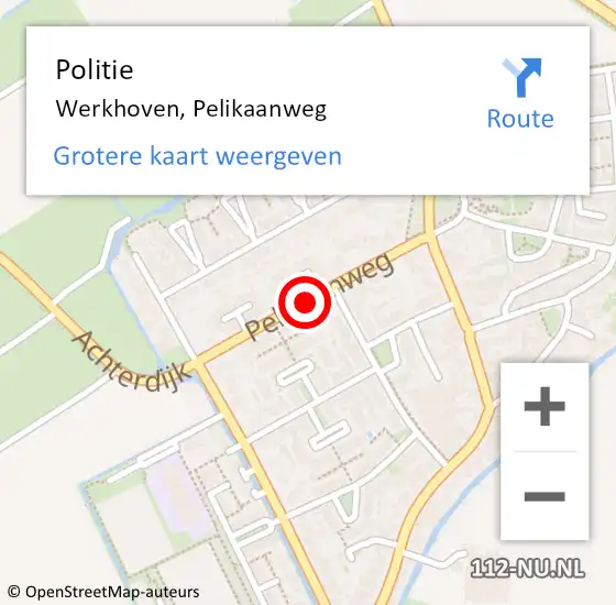Locatie op kaart van de 112 melding: Politie Werkhoven, Pelikaanweg op 12 augustus 2019 14:06
