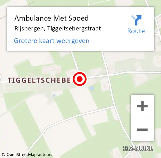 Locatie op kaart van de 112 melding: Ambulance Met Spoed Naar Rijsbergen, Tiggeltsebergstraat op 12 augustus 2019 14:06