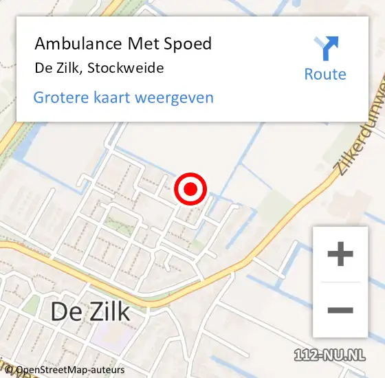 Locatie op kaart van de 112 melding: Ambulance Met Spoed Naar De Zilk, Stockweide op 28 september 2013 09:41