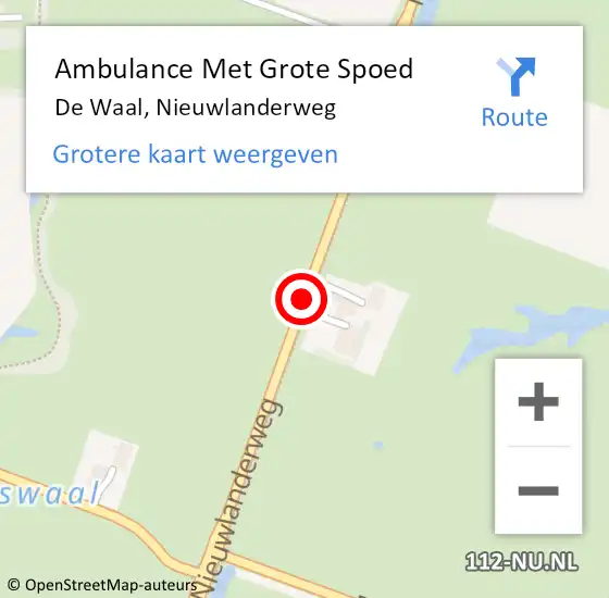 Locatie op kaart van de 112 melding: Ambulance Met Grote Spoed Naar De Waal, Nieuwlanderweg op 12 augustus 2019 15:26
