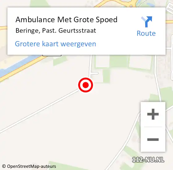 Locatie op kaart van de 112 melding: Ambulance Met Grote Spoed Naar Beringe, Past. Geurtsstraat op 12 augustus 2019 15:38