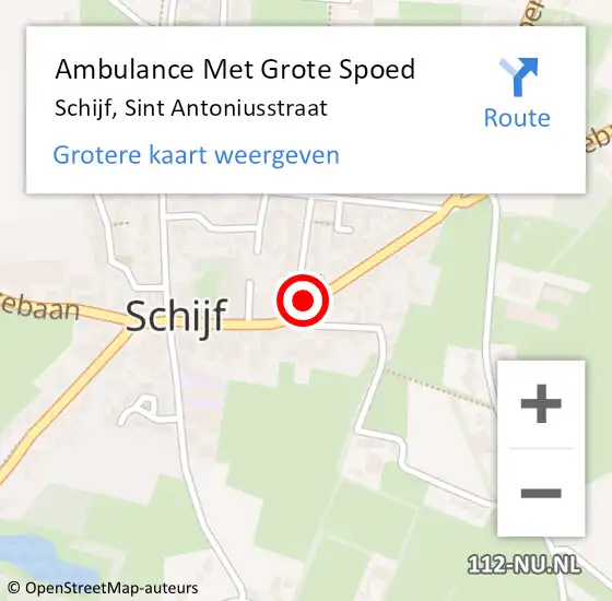 Locatie op kaart van de 112 melding: Ambulance Met Grote Spoed Naar Schijf, Sint Antoniusstraat op 12 augustus 2019 16:09