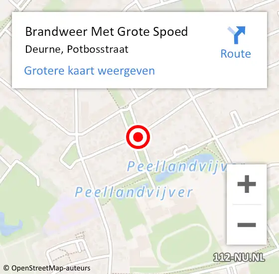 Locatie op kaart van de 112 melding: Brandweer Met Grote Spoed Naar Deurne, Potbosstraat op 12 augustus 2019 16:53