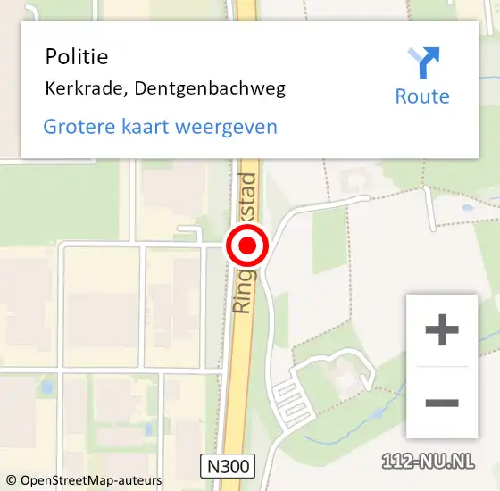 Locatie op kaart van de 112 melding: Politie Kerkrade, Dentgenbachweg op 12 augustus 2019 17:17