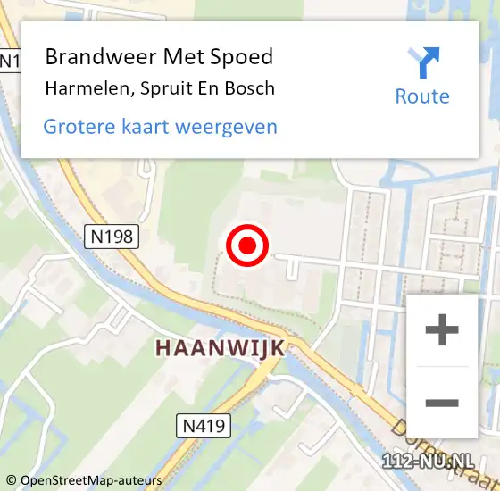 Locatie op kaart van de 112 melding: Brandweer Met Spoed Naar Harmelen, Spruit En Bosch op 12 augustus 2019 17:43