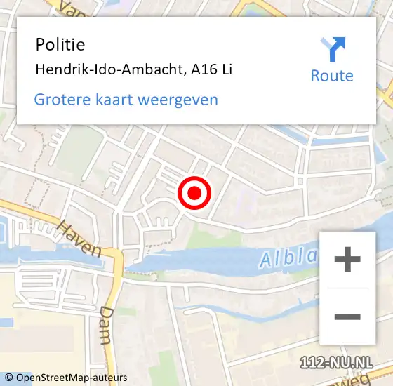 Locatie op kaart van de 112 melding: Politie Alblasserdam, A15 Li op 12 augustus 2019 19:00