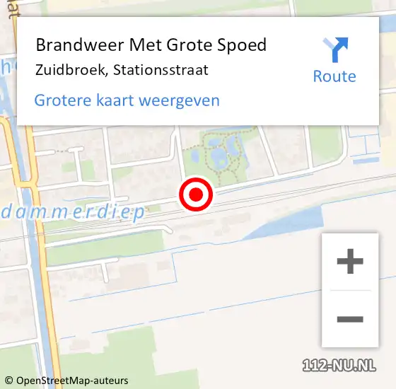 Locatie op kaart van de 112 melding: Brandweer Met Grote Spoed Naar Zuidbroek, Stationsstraat op 12 augustus 2019 19:00