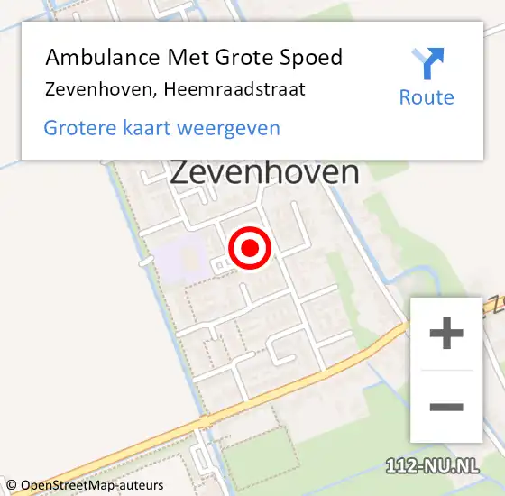 Locatie op kaart van de 112 melding: Ambulance Met Grote Spoed Naar Zevenhoven, Heemraadstraat op 12 augustus 2019 19:26